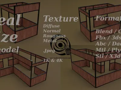 Stall stand Set 4M1T 03 R Low-poly 3D model