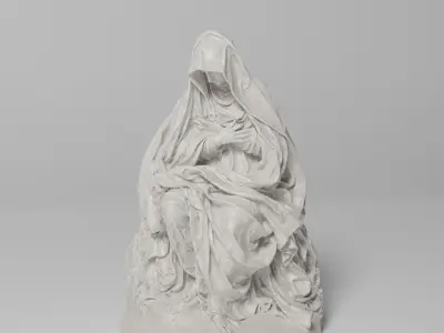 Seated Virgin Mary Sculpture VR AR Mobile-ready Game-ready Low-poly 3D model