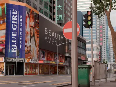 Hong Kong City Low-poly 3D model