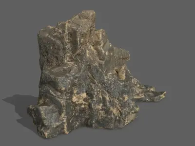 Rock Set tree stump Low-poly 3D model