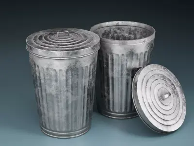 Street Trash Can PBR Game Ready Low-poly 3D model