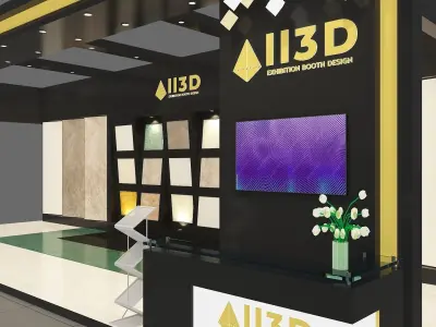 Exhibition Stand Stall Two Side Open 11X4 3D model