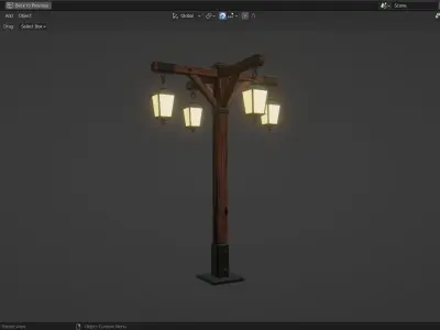 Lamp Post - 4 Sided - 3D model
