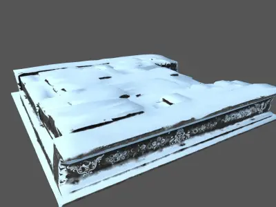 Stairs old building covered in snow Low-poly 3D model