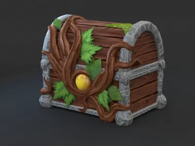 Magic Wooden Chest Low-poly 3D model