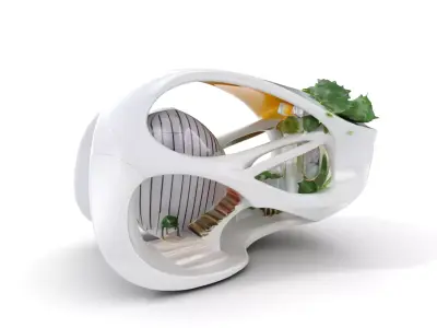 Futuristic Architectural Model Pack with Organic Design Low-poly 3D model