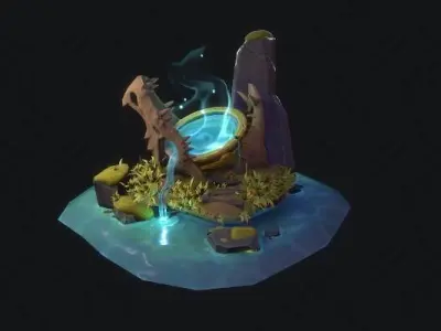 Spring of Life Resurrection Point The Land of Healing Low-poly 3D model