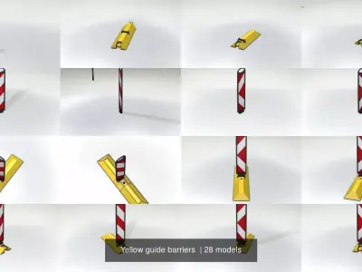 Yellow guide barriers  3D Model Pack