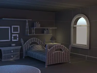 Cartoon bedroom stylized 3D model
