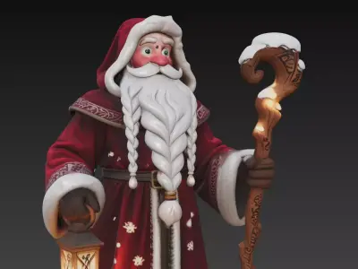 Lantern Keeper Santa - Mystic Winter Sculpture 3D Model 3D print model