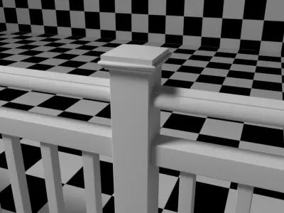 Exterior Railing - White Vinyl - Style 8 3D model