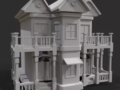 3D Game House with PBR Texturing Low-poly 3D model