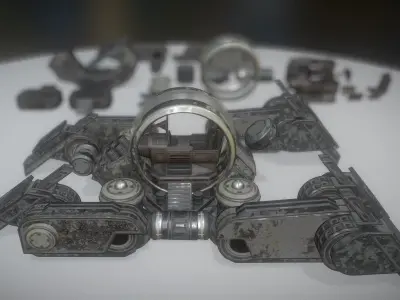 Futuristic Terrain Walker Vehicle Old Version Low-poly 3D model