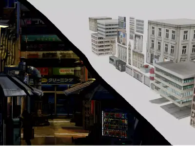 City Props and Assets Low-poly 3D model