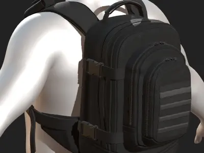 Backpack Camping bag baggage Black  Low-poly 3D model