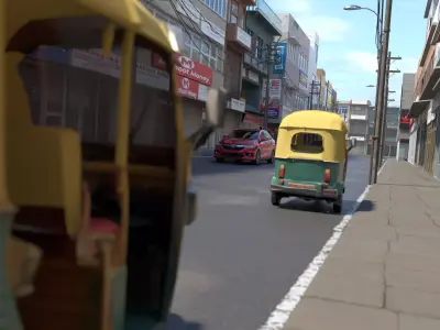 Indian Old Delhi Street Low-poly 3D model