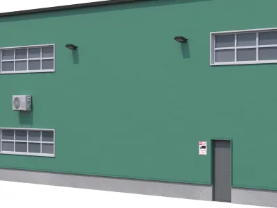 Green Industrial Building Low-poly 3D model