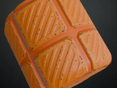 Orange Metal Plate Sci-Fi PBR Seamless Texture