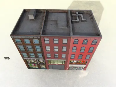 building brick with two windows 3D model