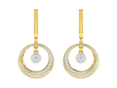 Light Weight Yellow Gold Diamond Earring EZ BI-29 3D print model