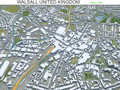 Walsall United Kingdom 30km Low-poly 3D model