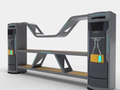 Sci-fi Closet Shelf Low-poly 3D model