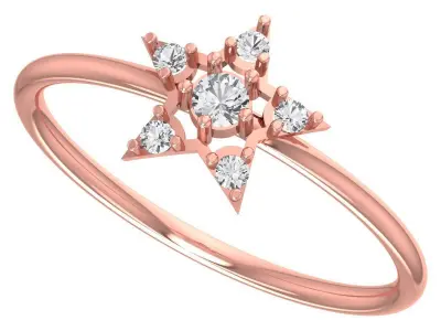 Solitaire Women Light Weight Star Band Ring 3D print model