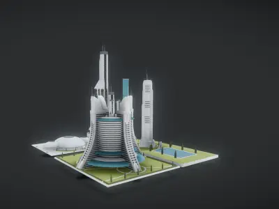 Future urban architecture in science fiction A01 3D model