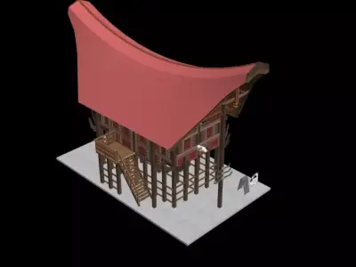 Tongkonan Low-poly 3D model purchase