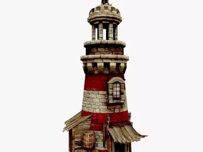 Medieval Lighthouse Low-poly 3D model