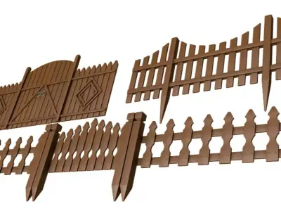 Wooden fencing 3D model