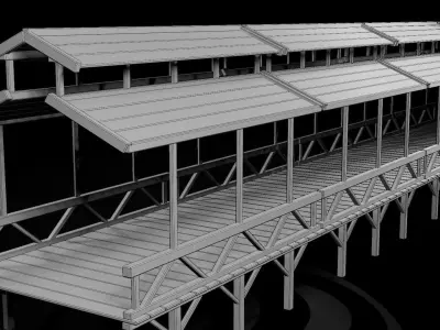 AAA Medieval Wooden Bridge 03 R Low-poly 3D model