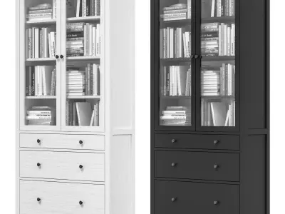 IKEA - HEMNES Cabinet with glass door and 3 drawers with books 3D model