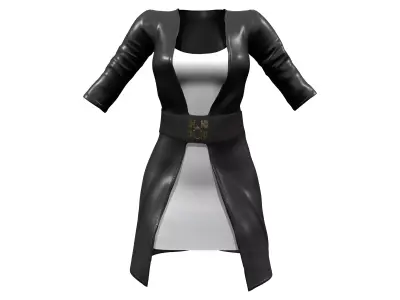 Long Leather Coat Low-poly 3D model