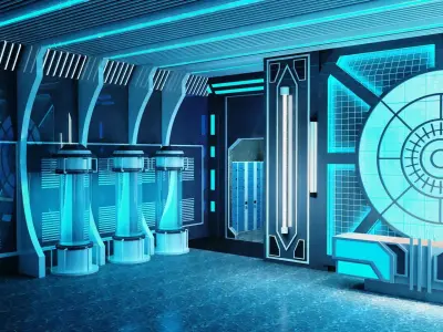Futuristic Sci-Fi Lab Hall with Corridor 3D model