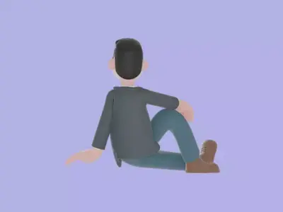 3D Cartoon Male Teacher Character-Sitting on Floor Relaxed Pose 3D model