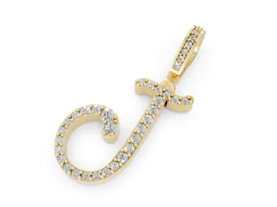 Elegant J Diamond Pendant  3D CAD Jewelry Design 3D print model purchase