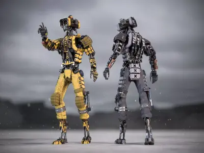 Univesral gameready robot with 3 color options Low-poly 3D model