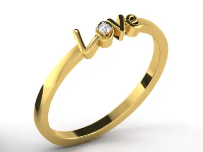 Light Weight Yellow Gold -Love Ring- DR-6122 3D print model purchase