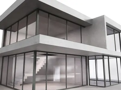 Modern Concrete House  3D model purchase