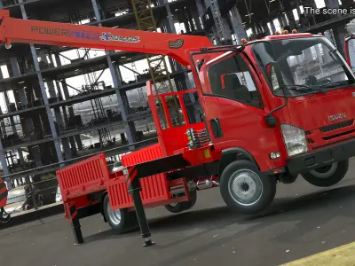  Truck Crane Manipulator ISUZU NPR Red 