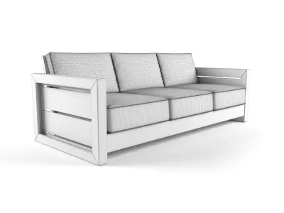 Bali Teak Lounge Sofa 3D model