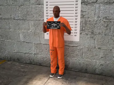  Black Male Prisoner with Mugshot Board 