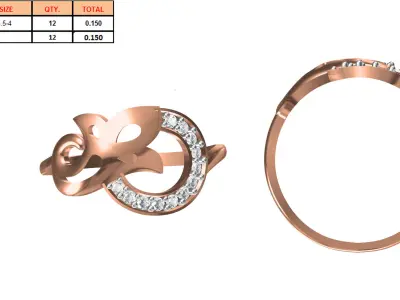 Light Weight Wedding Engagement Women Ring STL JCD Details 3D print model 8