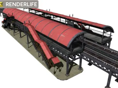 Elevated Train Station 3D model