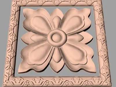 Door flower 3D relief STL Model for CNC woodworking carving E328 3D model