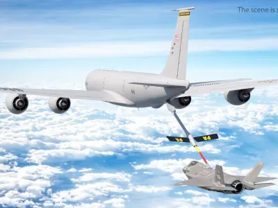  Air Refueling in Progress Boeing Stratotanker with F35 Rigged 