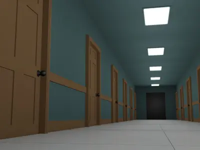 Hotel Corridor Low-poly 3D model