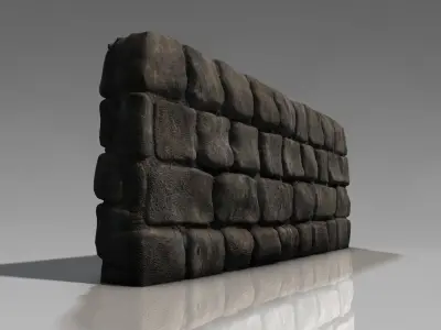 Detailed low poly stone wall Low-poly 3D model