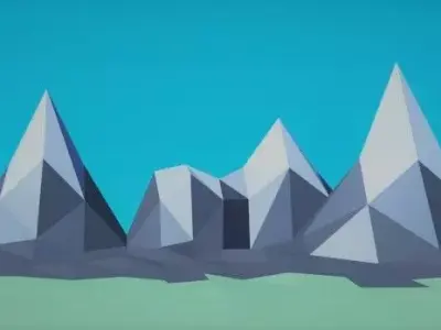 Low poly mountains polygonal 3D model